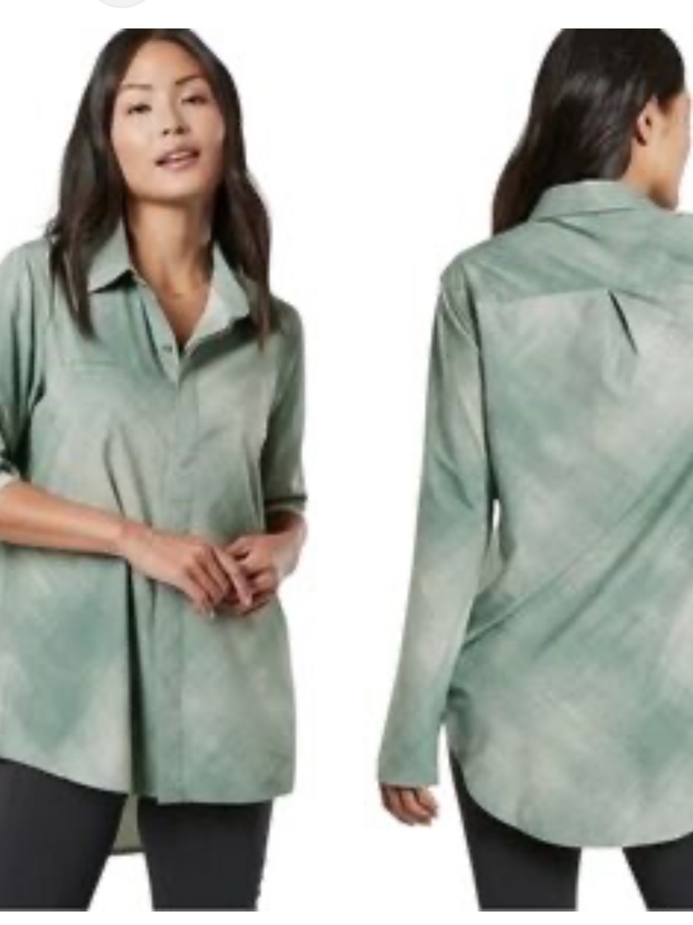 Athleta Women's Urbanite Textured Button-Up Top in Sage Green S